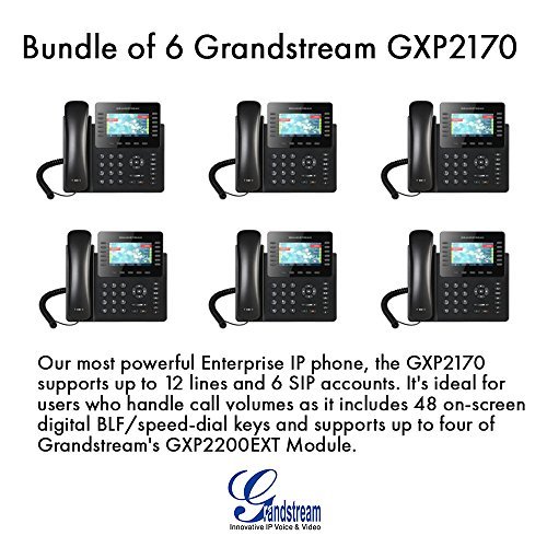 Grandstream GXP2170 (BUNDLE of 6) 12 Line IP Phone, Color Display-VoIP