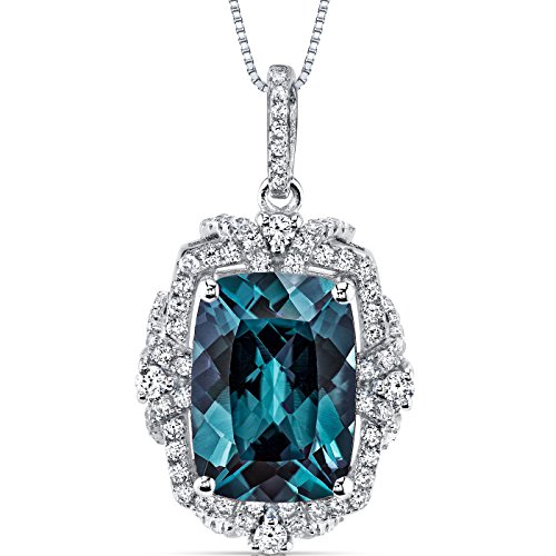 9.00 Carats Simulated Alexandrite Gallery Pendant Sterling Silver Cushion Cut