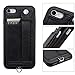 TOOVREN iPhone SE Case 2020/2022 Phone Lanyard Neck Strap for iPhone 8 Case with Card Holder iPhone 7 Wallet Case with Kickstand Leather PU Card Holder Wallet Adjustable Phone Necklace Black