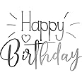 Decal Stickers of Happy Birthday (Metallic Silver) (Set of 2) Premium Waterproof Vinyl Decal Stickers for Laptop Phone Accessory Helmet Car Window Mug Tuber Cup Door Wall - ANDsticd46745SI
