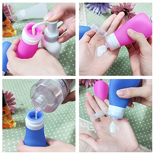 Silicone Travel Bottles, Leakproof Containers Set Portable Soft Travel Bag, Refillable Spray/Squeeze Accessories with TSA Approved for Shampoo, Toiletries, Conditioner, Lotion, Cosmetics-3 oz, 3 Pack - Thumbnail 4