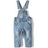 KIDSCOOL SPACE Baby Boy Girl Denim Overalls,Toddler Cute Jeans Dungarees