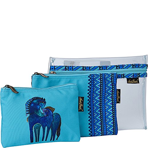 Laurel Burch Indigo Mares Set of 3 Cosmetic Bags (Indigo Mares)