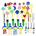 Early Learning Sponge Painting Brushes and Tools 30 PCS Arts Crafts Brushes Set Flower Drawing Doodle Toys for Kids