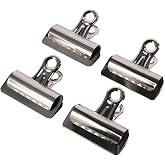 allcoupon 4PCS Bulldog Clip, 75mm/3Inch Alloy Binder Paper Clip for Office,Sliver