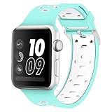 Band for Apple Watch 38mm, Alritz Silicone Sport Straps Replacement Wristband Bracelet for Apple Watch Series 3/Series 2/Series 1/Nike+, Free Protective Case Included (Blue White)