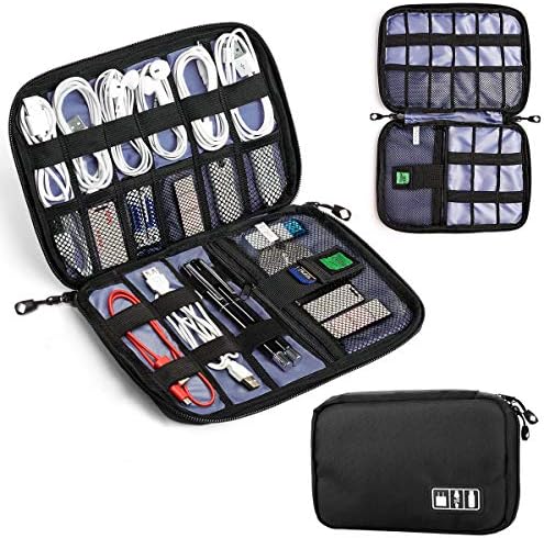 Travel Universal Cable Organizer,BQYPOWER Electronics Accessories Cases for Various USB, Phone, Charger and Cable (Black)