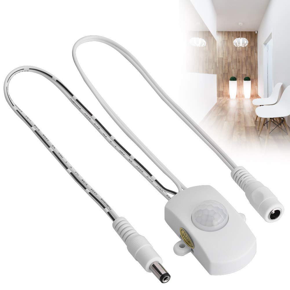 Mavis Laven 5A DC 5-24V Mini PIR Infrared Motion Sensor Detector Switch, LED Strip Automatic Sensor Switch for LED Strip Light(White)