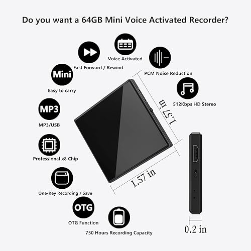 Voice Recorder Digital With Playback 128GB: Dictaphone - Recording Device - Audio Recording