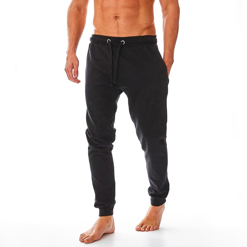 Iron Mountain Mens Joggers Fleece Lightweight Drawstring Waist Black M