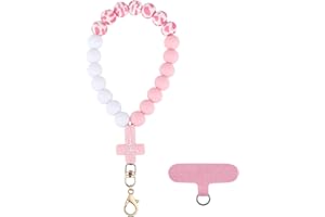 LEGENTLISUR Cross Silicone Beaded Phone Wrist Strap Cellphone Wristlet Lanyard with Tether Tab Phone Bracelet Strap Chains