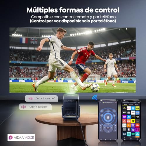 Projector 4K【Integrated Netflix/Live TV/Dolby Audio】VIDAA, the fastest OS, 1400 ANSI, FHD 1080P, Auto Focus and Keystone, Voice Control, BT 5.4, Homekit, 200° Rotation, Outdoor Projector