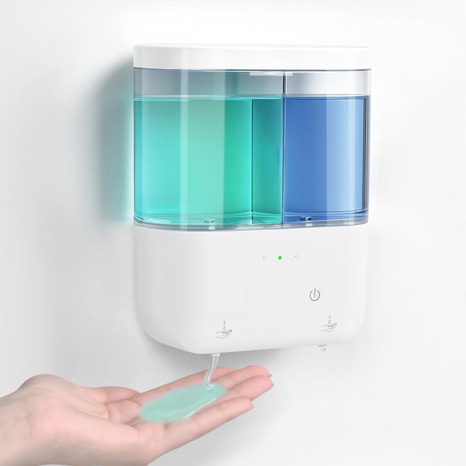 Photo 1 of Automatic Soap Dispenser, Touchless Dish Soap Pump 2 * 500ml Dual Sensor Soap Dispenser for Liquid Soap, Rechargeable Wall Mount Soap Pump for Bathroom Kitchen Hotel Commercial