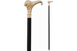 Kalakriti Walking Stick for Men and Women - Vintage Style Brass Handle Cane - 36 Inches (91 cm) with Wooden Stick - Support for Arthritis, Bad Knees, and Weakness - Grandpa Gift