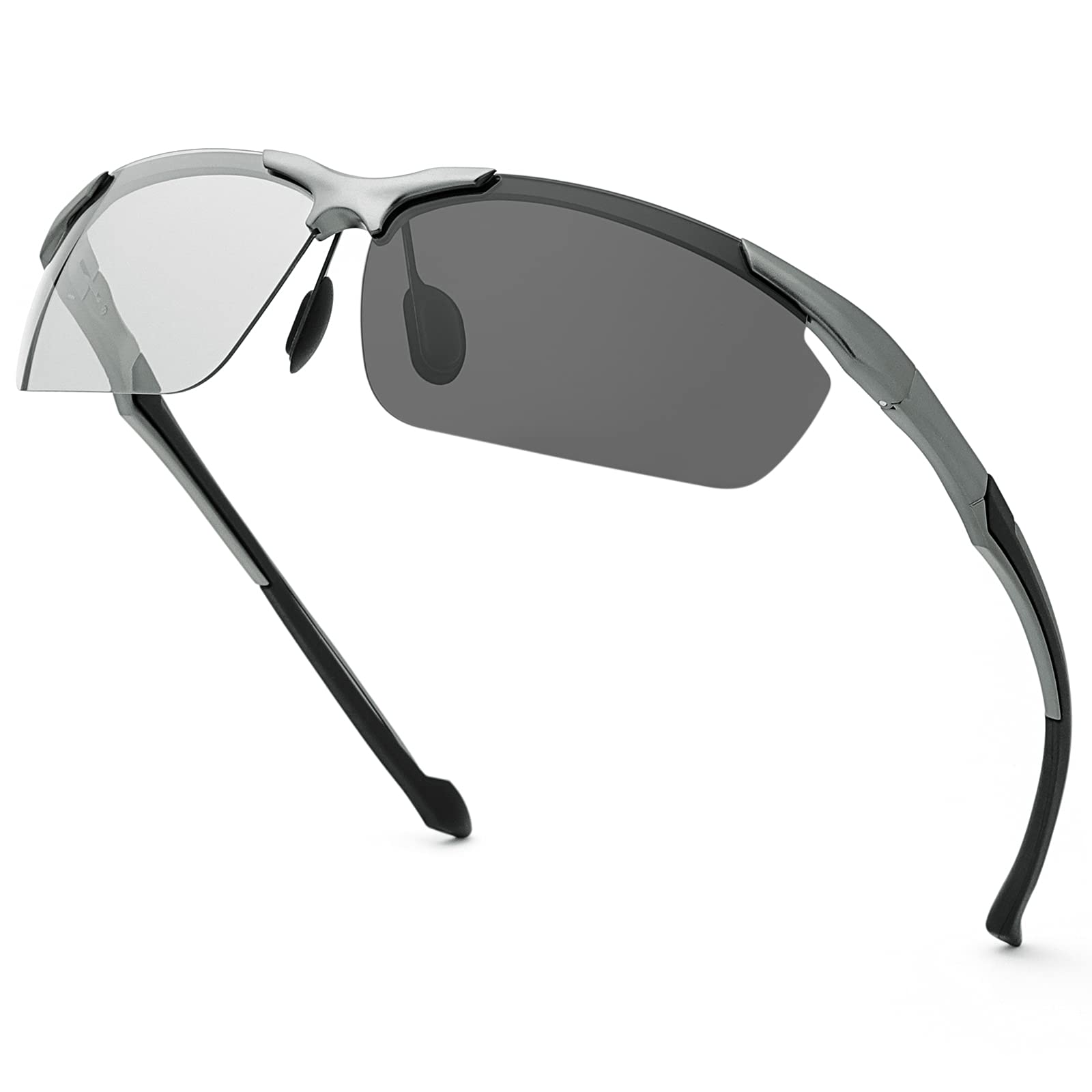 Spring Hinge Photochromic Polarized Sunglasses for Men and Women Al-Mg Metal Frame Sports Driving Glasses UV400 Protection Eyeglasses Anti Glare Eye Fatigue Golf Fishing Cycling Ultra-light Eyewear