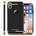 iPhone X Case, Slim Grip Luxury Shockproof Bumper Hard Matte Back Design Anti-scratch Anti-slip Fingerprint Thin Fit Protective Cute Cover for Apple iPhone X, Black-Gold