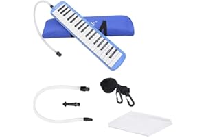 CHILDLIKEA Key Mouth Piano Melodica ABS Keyboard Musical Accordions Instrument with Carrying Bag Strap Mouthpiece Portable Blowpipe & Blowpipe Student Class Harmonica with Bag Adults Gift (37 Keys, Blue)