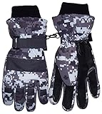 N'Ice Caps Boys Cold Weather Waterproof Camo Print Ski Gloves (8-10 Years, Digital Camo)