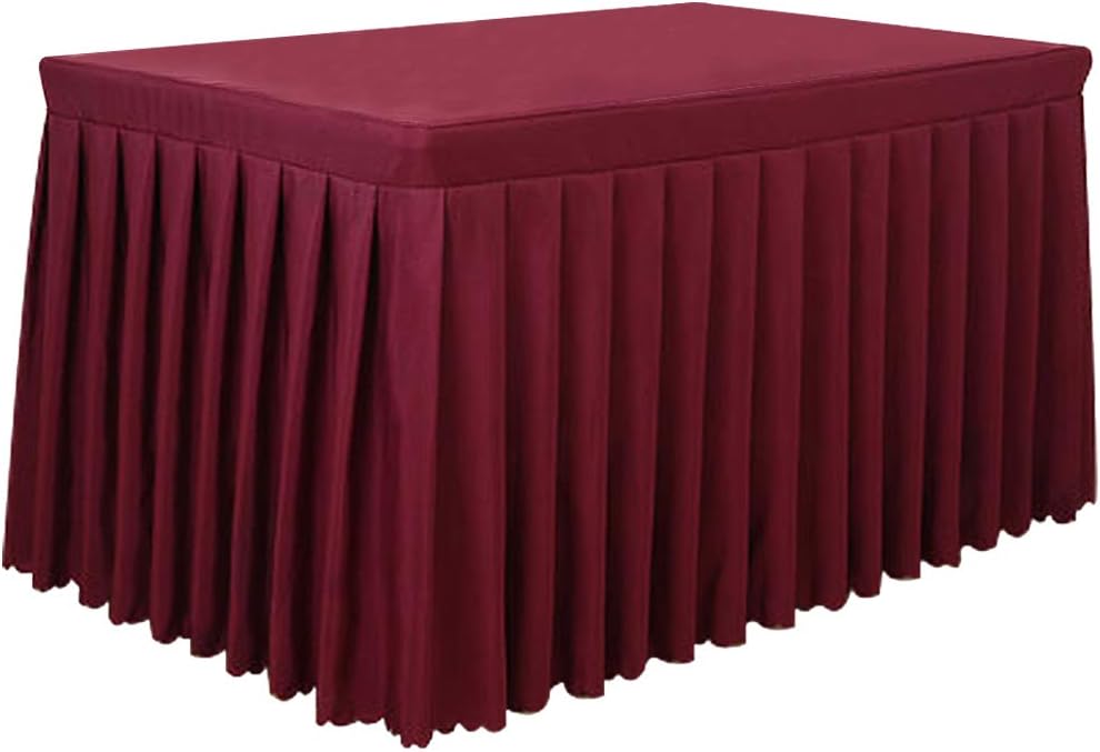 Tina 6' ft Polyester Fitted Tablecloth Table Skirt for Wedding Banquet Trade Show Wine Red