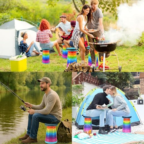 AUEJACKY Taburete Plegable Portátil, Altura Ajustable 6,5-45 cm, Carga Máxima 180 kg, con Cojín, Taburete de Camping para Adultos, Ideal para Pesca, Barbacoa y Uso Interior
