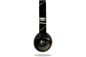 MightySkins Skin Compatible with Beats by Dr. Dre Solo 3 Wireless - Black Gold Marble | Protective, Durable, and Unique Vinyl