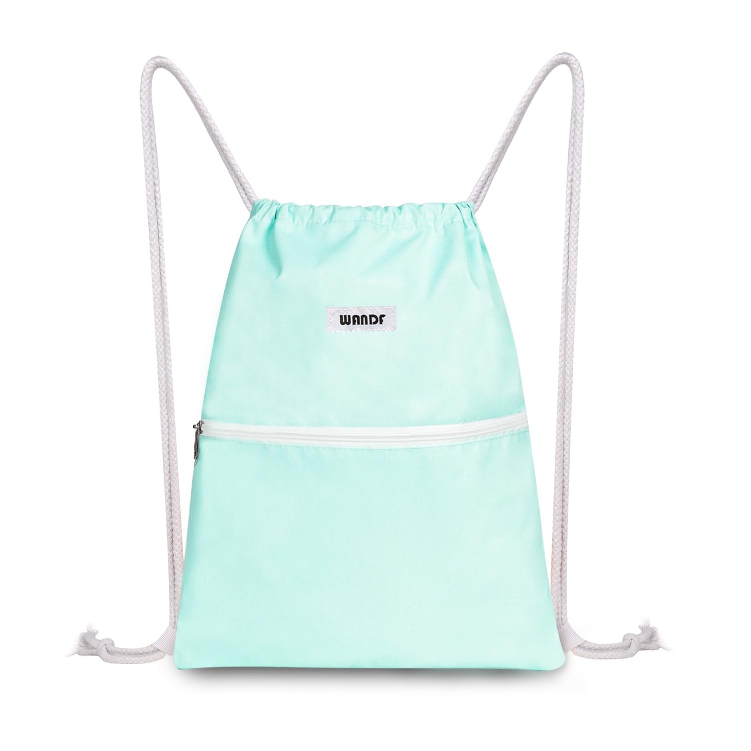 WANDF Drawstring Backpack String Bag Sackpack Cinch Water Resistant Nylon for Gym Shopping Sport Yoga (Mint Green) — image 1
