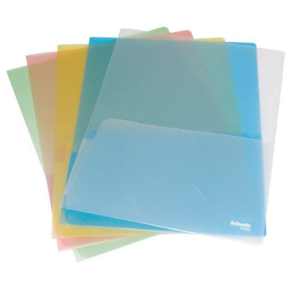 Esselte Bag of 5 Double Pocket folders in PP 18/100e 2 Pockets A4 Sheets or 1 A3 Sheet Assorted Colours