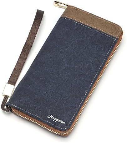 Men's Canvas Smartphone Wristlets Bag, Clutch Wallets Purses for iPhone 6S / 7 Plus / 8 Plus / X up to 6 Inches (Blue)