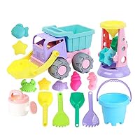 AODLK Sand Box Set Kit 15Pcs Beach Toys Sand Play Set Educational Toy with Little Princess Beach Buggy for Children Girl Summer Playing Toy Set Random Color