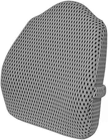Sleep Science Memory Foam Lumbar Support Back Cushion with 3D Mesh Cover Ergonomic Design for Back Pain Relief Back Pillow for Office Chair, Car Seat, Recliner. - Grey