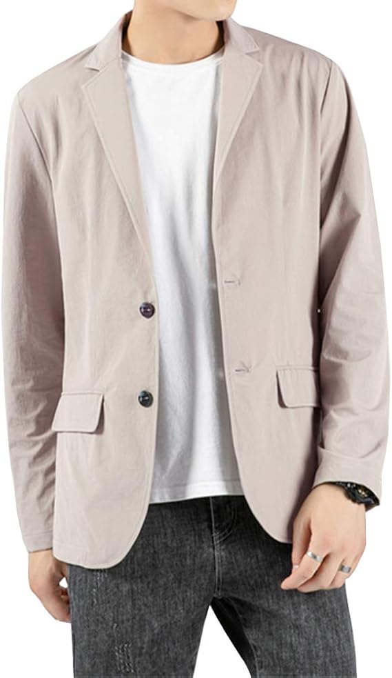 Amazon Co Jp Foxseon メンズ ジャケット テーラードジャケット ビジネス カジュアル 無地 おしゃれ 快適 4色 米白l 服 ファッション小物