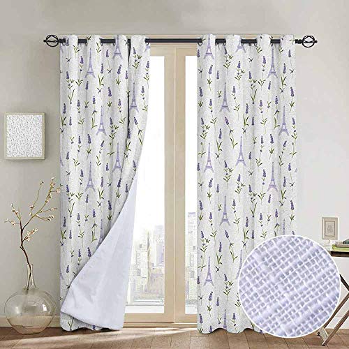 Nuomanan Curtains For Living Room Eiffel Pattern With Lavender