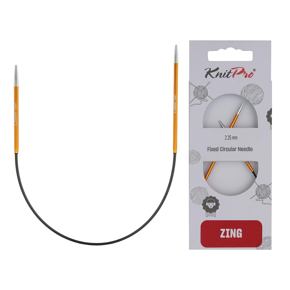 KnitPro Zing Fixed Circular Needles Asymmetrical 10" (25cm) | Size 2.25mm