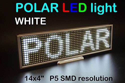 LED WHITE color thin sign 14" x 4" with high resolution P5 and new SMD technology, aluminium body. Perfect solution for advertising