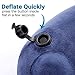 Metene Travel Pillow Soft Velvet Inflatable Neck Support Pillows for Airplanes Washable Cover with Portable Carrying Bag