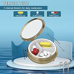 Pill Case Pill Box with Mirror Retro 3 Compartment