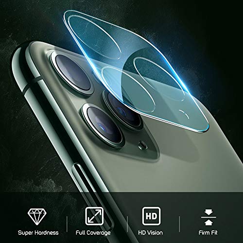 [2 Pack] Camera Lens Protector for iPhone 11 Pro/iPhone 11 Pro Max Tempered Glass Easy Install 9H Hardness HD Clear Definition Scratch Resistant Anti-Fringerprint