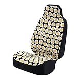 Coverking Universal Fit 50/50 Bucket Flower Fashion Print Seat Cover - Daisy Crazy (Yellow and White Daisies with Black Background)