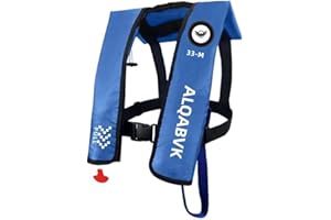 Adult Manual Inflatable Life Jacket M-33, Water Kayak Swimming and Fishing Life Jacket, 330 pounds Buoyancy, Adjustable seat 