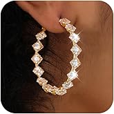 Crystal Hoop Earrings for Women Silver Large Hoops Earrings 14K Gold Plated Cubic Zirconia Earrings for Women Party Dance Fashion Hypoallergenic Jewelry Gift for Her Sparkly Hoops With Crystals for Womens