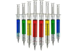 Bedwina Syringe Pens - (Bulk Pack of 24) Retractable Fun Multi Color Novelty Pen for Nurses, Nursing Student School Supplies,