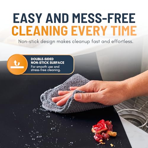 Oven Liners for Bottom of Oven - 2 Pack Large Heavy Duty Mats, 17”x25” Non-Stick Reusable Liner for Electric, Gas, Toaster Ovens, Grills - BPA & PFOA Free Kitchen Accessory to Keep Oven Clean (Black)