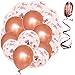 Rose Gold Confetti Balloons - Large 18 Inch - 16 Pcs Bundled with Ribbon 100ft and Glue Dots x 20 - For Bridal Shower, Birthday, Engagement, Proposal, Wedding Party Decorations - Premium Quality Latex