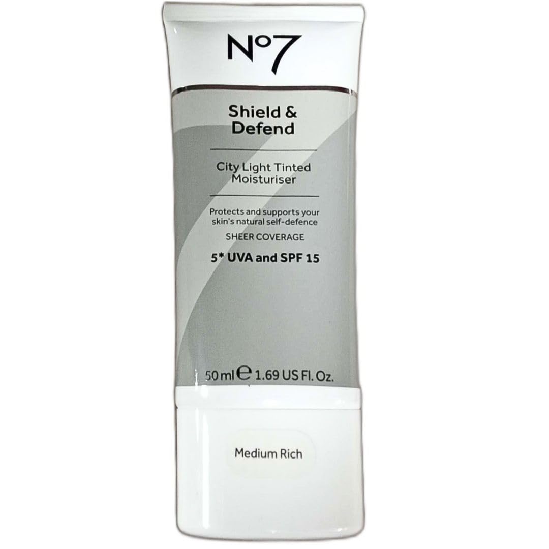 No7 Shield & Defend City Light Tinted Moisturiser - Medium Rich with 5* UVA + SPF 15 50ml