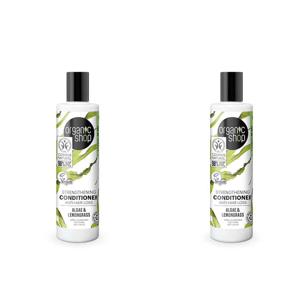 Organic Shop Strengthening Conditioner Anti-Hair Loss Algae and Lemongrass, 280 ml (Pack of 2)
