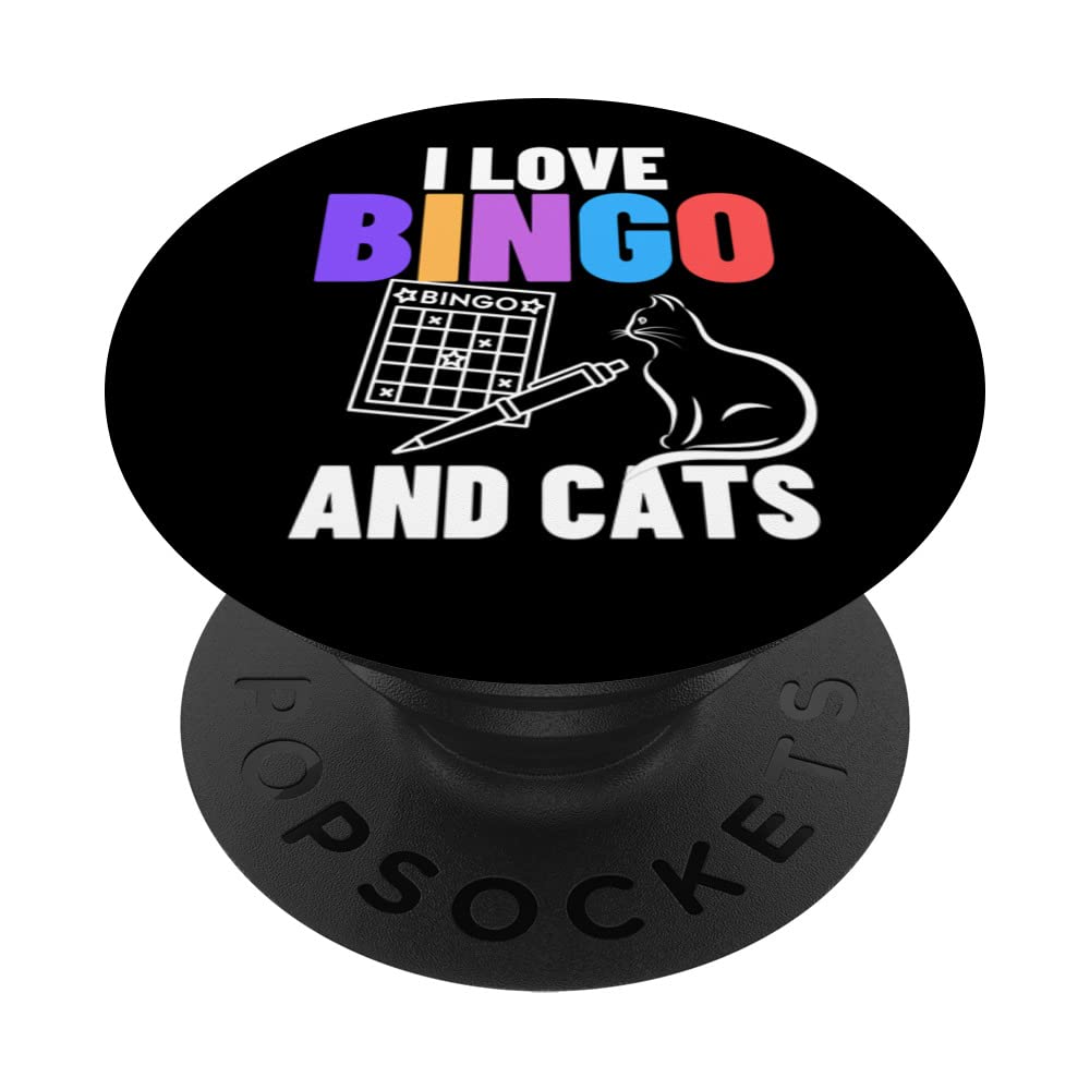 Cat Lover I Love Bingo And Cats Bingo PopSockets Swappable PopGrip