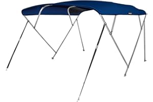 MSC 3 Bow 4 Bow Bimini Top Boat Cover,600D Solution Dyed Polyester,2 Support Poles& 4 Adjustable Straps Included