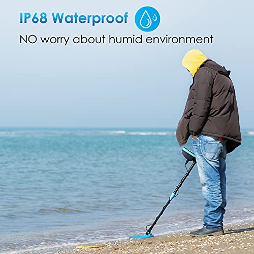 RM RICOMAX Metal Detector for Adults & Kids - Professional Metal Detector with LED Flash Indicators 8-Inch Adjustable Waterproof Detectors (35- 45 inch)