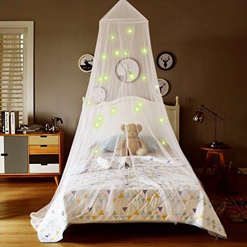 A LOVE BRAND Glowing Mosquito Net Dome Bed Canopy with Stars，for Kids Playing Reading Bedroom Decor