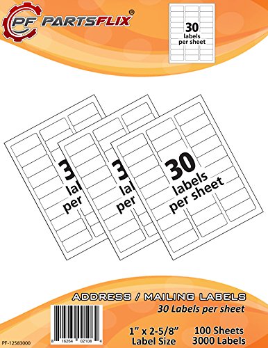 Parts Flix Premium Quality Fast Peel Address Labels for Laser/Inkjet Printers. (1 x 2-5/8, 3000 Labels) - Thumbnail 5